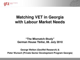 Matching VET in Georgia with Labour Market Needs