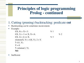 Principles of logic programming Prolog - continued