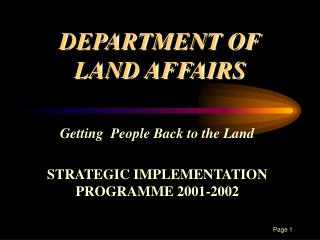 DEPARTMENT OF LAND AFFAIRS