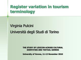 Register variation in tourism terminology
