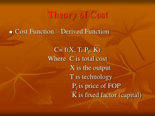 Theory of Cost