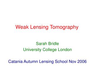 Weak Lensing Tomography