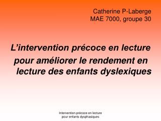 Catherine P-Laberge MAE 7000, groupe 30