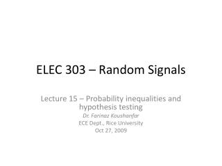 ELEC 303 – Random Signals