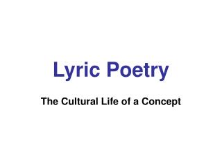 Lyric Poetry