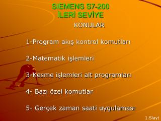 SIEMENS S7-200 İLERİ SEVİYE