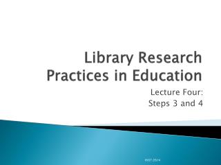 Library Research Practices in Education