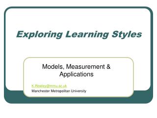 Exploring Learning Styles