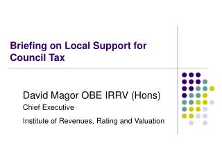 Briefing on Local Support for Council Tax