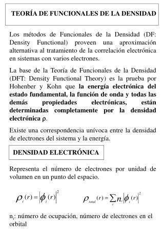 TEORÍA DE FUNCIONALES DE LA DENSIDAD