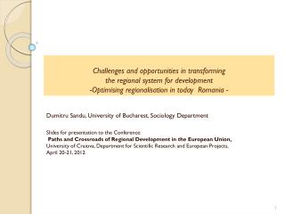 Dumitru Sandu, University of Bucharest , Sociology Department