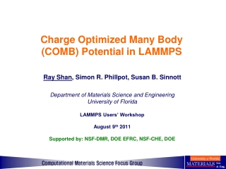 Charge Optimized Many Body (COMB) Potential in LAMMPS