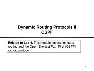 Dynamic Routing Protocols II OSPF