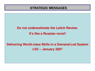 STRATEGIC MESSAGES