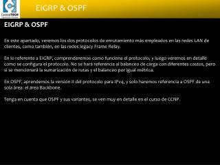 EIGRP &amp; OSPF