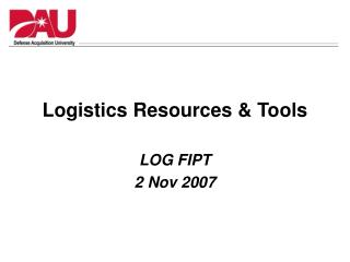 Logistics Resources &amp; Tools