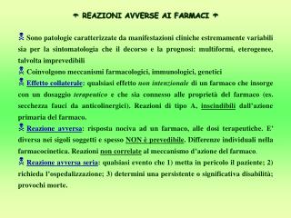 REAZIONI AVVERSE AI FARMACI 