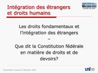 Intégration des étrangers et droits humains