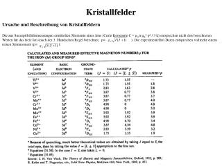 Kristallfelder Ursache und Beschreibung von Kristallfeldern