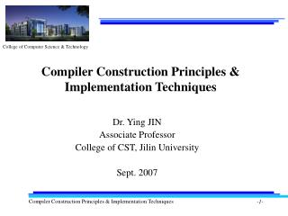 Compiler Construction Principles &amp; Implementation Techniques