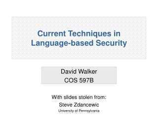 Current Techniques in Language-based Security