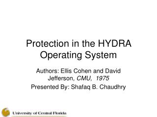 Protection in the HYDRA Operating System