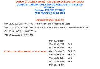 CORSO DI LAUREA MAGISTRALE IN SCIENZA DEI MATERIALI