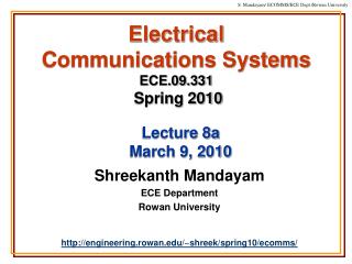 Electrical Communications Systems ECE.09.331 Spring 2010