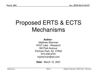 Proposed ERTS &amp; ECTS Mechanisms