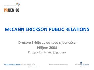 McCANN ERICKSON PUBLIC RELATIONS