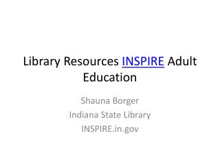 Library Resources INSPIRE Adult Education