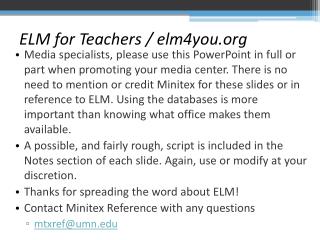 ELM for Teachers / elm4you
