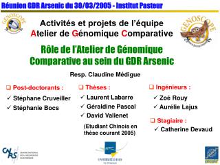 Réunion GDR Arsenic du 30/03/2005 - Institut Pasteur