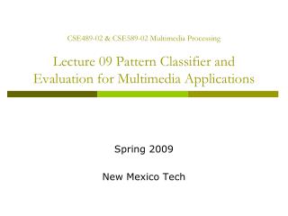 Spring 2009 New Mexico Tech