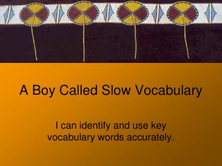 A Boy Called Slow Vocabulary