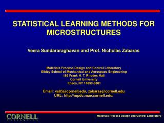 STATISTICAL LEARNING METHODS FOR MICROSTRUCTURES