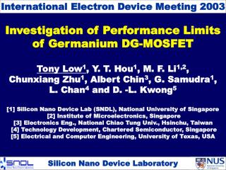 Investigation of Performance Limits of Germanium DG-MOSFET