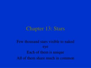 Chapter 13: Stars