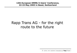 Rapp Trans AG - for the right route to the future
