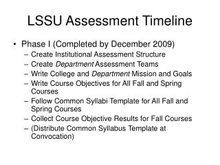 LSSU Assessment Timeline