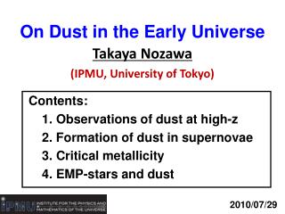 On Dust in the Early Universe