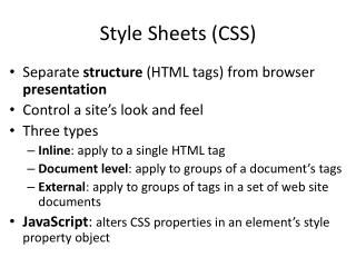 Style Sheets (CSS)