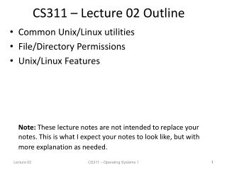 CS311 – Lecture 02 Outline