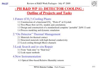 - PH R&amp;D WP 11: DETECTOR COOLING - Outline of Projects and Tasks