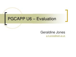 PGCAPP U6 – Evaluation