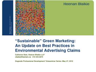 “Sustainable” Green Marketing: An Update on Best Practices in Environmental Advertising Claims