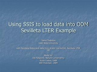 Using SSIS to load data into ODM Sevilleta LTER Example