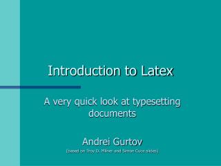 Introduction to Latex