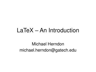 LaTeX – An Introduction