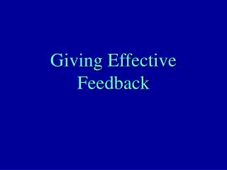 Giving Effective Feedback